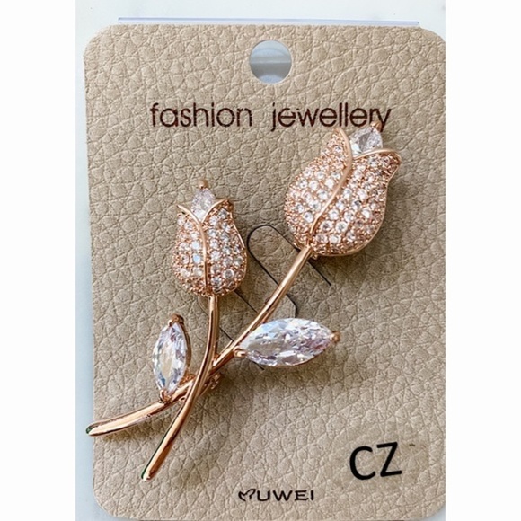 Cz Rose Gold Brooch - Picture 1 of 3